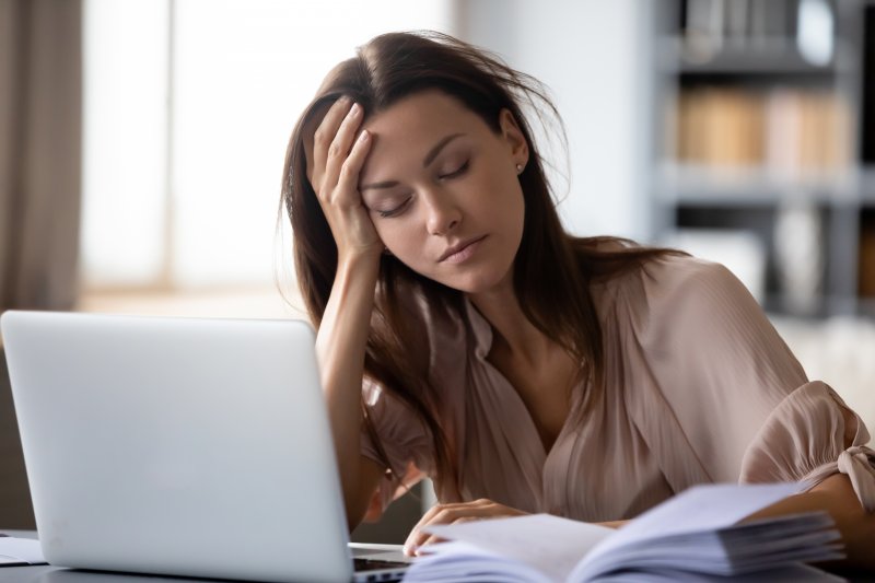 Woman who is tired from mouth breathing