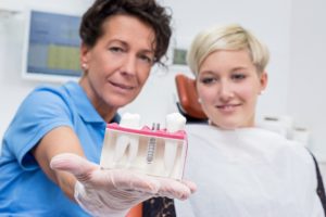 Woman at dental implant consultation